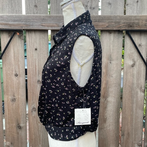 Sleeveless Top Crop Shirt Floral Print Size XL - Picture 3 of 7